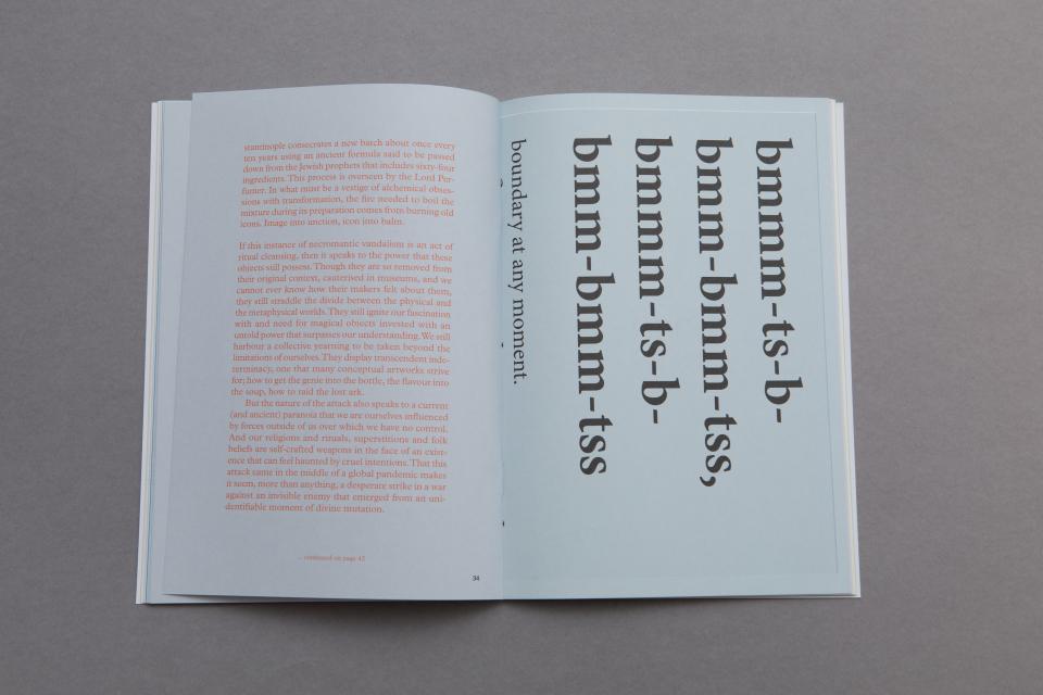 image of opened magazine with text on both pages