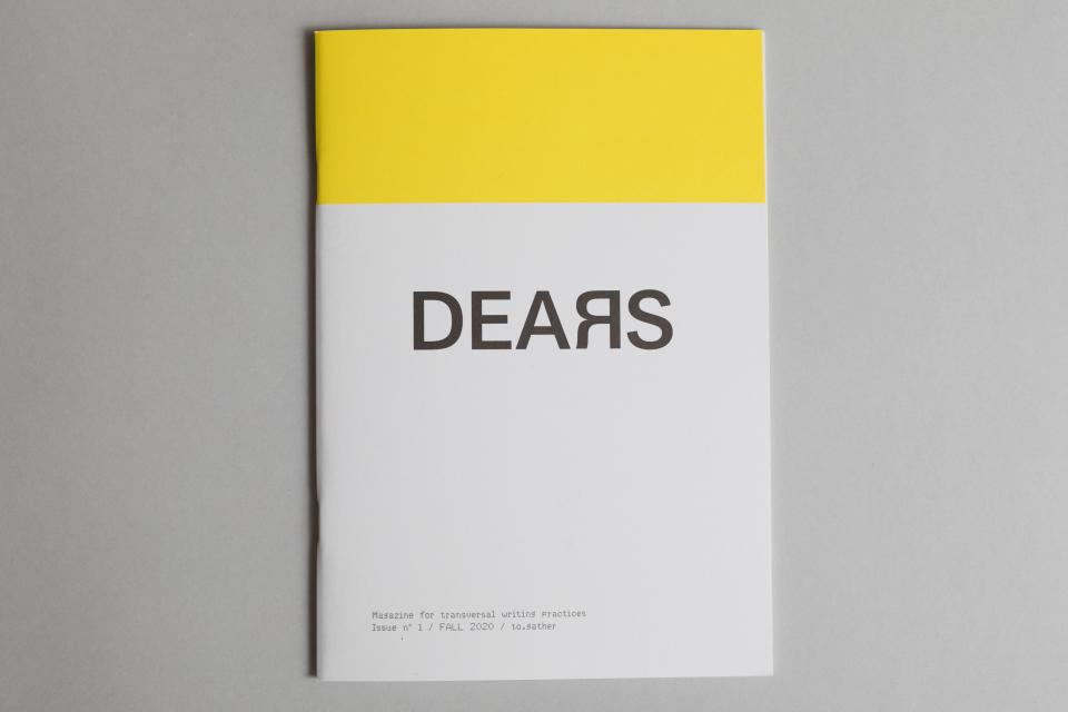 showing cover of the DEARS magazine, with DEARS in bold letters on the front, big yellow stripe on top